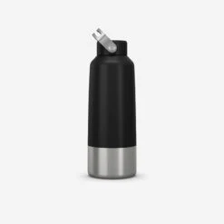 Quechua Gourde Inox 1L Avec Bouchon à Vis Pour La Randonnée - Noir