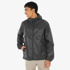 Quechua VESTE RAINCUT FULLZIP NOIRE H 9 Quechua VESTE RAINCUT FULLZIP NOIRE H -Quechua Magasin veste raincut fullzip noire h 3